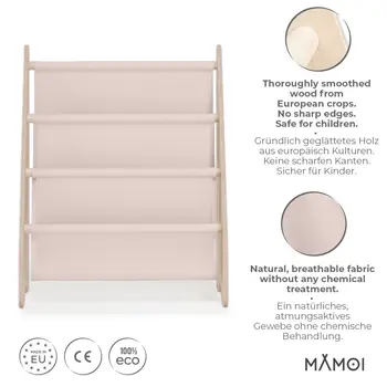 MAMOI® Book shelf for kids Beige, Bookcase for childrens room, Small bookshelf for toddler, Child bookcases and shelves, Wall stand storage and furniture for bedroom