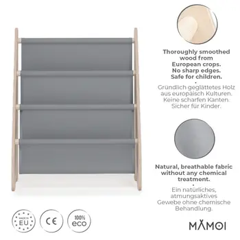MAMOI® Bücherregal für kinder, Bücherkiste für kinderzimmer, Book shelf, Buchregal, Wandregal kinderregal, Kinderbücherregal, Bücherbank aus holz, Kindermöbel für kleines kind montessori