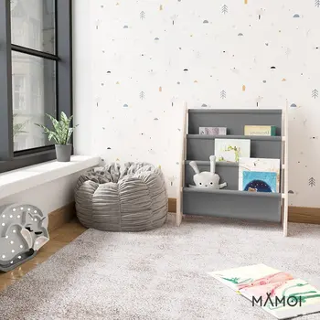 MAMOI® Bücherregal für kinder, Bücherkiste für kinderzimmer, Book shelf, Buchregal, Wandregal kinderregal, Kinderbücherregal, Bücherbank aus holz, Kindermöbel für kleines kind montessori