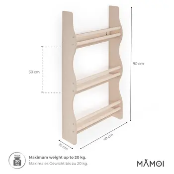 MAMOI® Bücherregal für kinder, Bücherkiste für kinderzimmer, Book shelf, Buchregal, Wandregal kinderregal, Kinderbücherregal, Bücherbank aus holz, Kindermöbel für kleines kind montessori