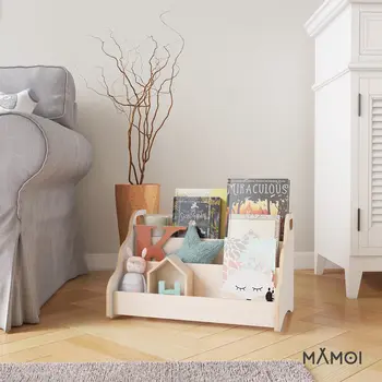 MAMOI® Bücherregal für kinder, Bücherkiste für kinderzimmer, Book shelf, Buchregal, Wandregal kinderregal, Kinderbücherregal, Bücherbank aus holz, Kindermöbel für kleines kind montessori