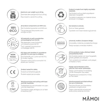 MAMOI® Balancoire interieur pour bebe et enfants, Siege balançoire en bois et en coton pour bébé, Balansoire pour enfant, Balancelle scandinave, Baby swing