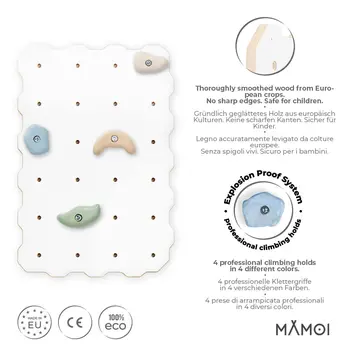MAMOI® Climbing wall for kids, Wooden frame for toddlers, Play equipment with rock holds for toddler, Indoor baby and childrens frames montessori from age 3 years old