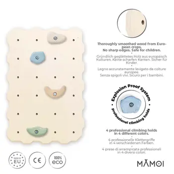 MAMOI® Mur escalade pour enfant, Module d'escalade interieur pour bebe, Mur descalade avec prises escalade, Planche escalade à partir de 3 ans