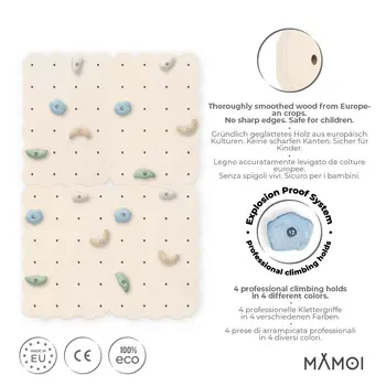 MAMOI® Climbing wall for kids, Wooden frame for toddlers, Play equipment with rock holds for toddler, Indoor baby and childrens frames montessori from age 3 years old