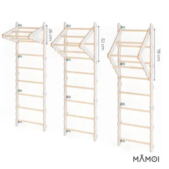 MAMOI® Modern pull up bar for wall bars | Folding pull up bar for swedish ladder Yarnwood | Swedish ladder accessories | Gymnastics bars | CE | 100% ECO | Made in EU