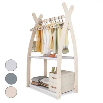 MAMOI® Armadio per Bambini in Legno 95x106x32cm / 53x95x32cm | Appendiabiti bambini da terra | Porta abiti | Guarderoba bambini per la cameretta | Armadio montessori | 100% ECO | Prodotto nell'UE