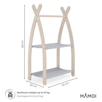 MAMOI® Armadio per Bambini in Legno 95x106x32cm / 53x95x32cm | Appendiabiti bambini da terra | Porta abiti | Guarderoba bambini per la cameretta | Armadio montessori | 100% ECO | Prodotto nell'UE