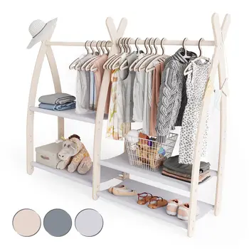 MAMOI® Kleiderstange Baby Kinderzimmer | Kinderkleiderstange 95x106x32cm | Kinder Kleiderständer Baby | Garderobenständer | Baby Garderobe | Kindergarderobe | 100% ECO | Made in EU
