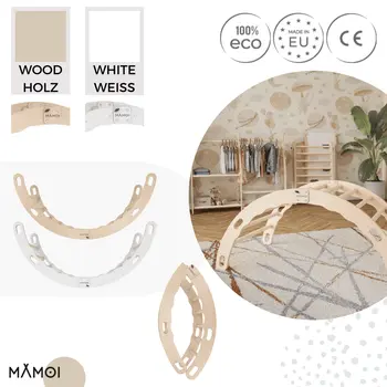 MAMOI® Triangle interieur, Mur escalade pour enfant, Aire de jeux pour bebe, Espalier en bois, Rocker arche à partir de 1/2/3 an, Bascule montessori