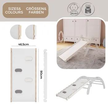MAMOI® Toboggan interieur pour enfant, Tobogan pour triangle et mur escalade pour bebe, Jeux en bois intérieur, Tobbogan montessori à partir de 1 an 2/3 ans