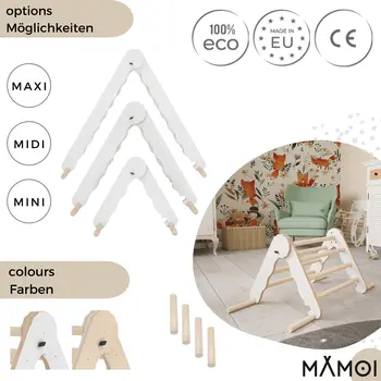 MAMOI® Triangle descalade interieur pour enfant, Mur escalade intérieur en bois pour bebe à partir de 1/2/3 an, Motricité libre montessori