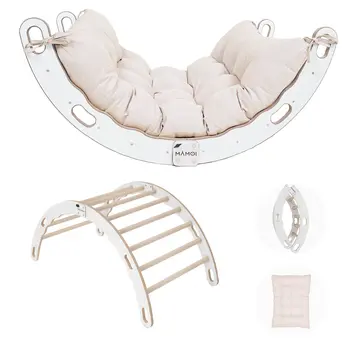 MAMOI® Triangle d'escalade balançoire avec Coussin, Coussin pour Triangle d'escalade pour Enfants en Bois, Triangle intérieur et extérieu, Escalade Enfant, Balancoire Bebe, Espalier Enfant
