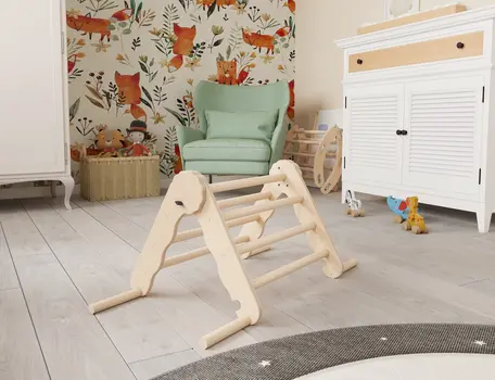 MAMOI® Triangle descalade interieur pour enfant, Mur escalade intérieur en bois pour bebe à partir de 1/2/3 an, Motricité libre montessori