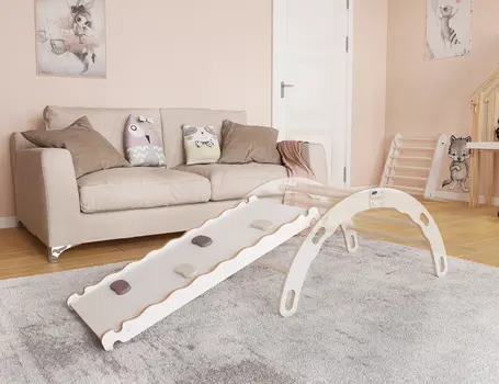 MAMOI® Toboggan interieur pour enfant, Tobogan pour triangle et mur escalade pour bebe, Jeux en bois intérieur, Tobbogan montessori à partir de 1 an 2/3 ans