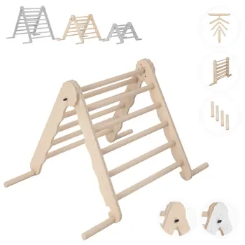MAMOI® Indoor climbing triangle for kids, Baby climbing frame, Wooden toddler gym for children outside and outdoor, Frames montessori toys for toddlers age 1-3