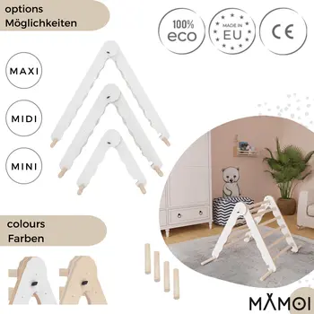 MAMOI® Modern climbing triangle | Kids climbing frame minimalist design | Yarnwood folding pikler triangle for baby 100% ECO | Made in EU