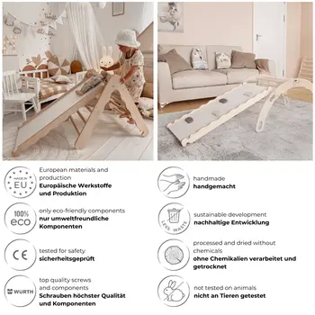 MAMOI® Wooden slide for climbing frame, Indoor baby gym accessories for kids, Small and big toddler slide for climbing triangle, Outdoor child's slides for garden, Childrens montessori toys