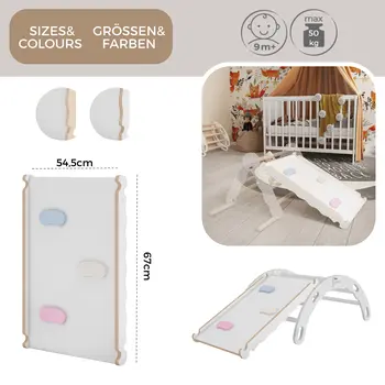 MAMOI® Toboggan interieur pour enfant, Tobogan pour triangle et mur escalade pour bebe, Jeux en bois intérieur, Tobbogan montessori à partir de 1 an 2/3 ans