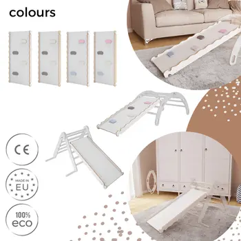 MAMOI® Rutsche Indoor, Rutschbrett für Klettergerüst, Kinderrutsche aus Holz für Kletterdreieck und Kletterbogen, Holzrutsche für Baby ab 1 jahr und 2/3 jahre, montessori