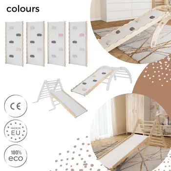 MAMOI® Wooden slide for climbing frame, Indoor baby gym accessories for kids, Small and big toddler slide for climbing triangle, Outdoor child's slides for garden, Childrens montessori toys