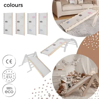MAMOI® Toboggan interieur pour enfant, Tobogan pour triangle et mur escalade pour bebe, Jeux en bois intérieur, Tobbogan montessori à partir de 1 an 2/3 ans
