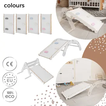 MAMOI® Toboggan interieur pour enfant, Tobogan pour triangle et mur escalade pour bebe, Jeux en bois intérieur, Tobbogan montessori à partir de 1 an 2/3 ans