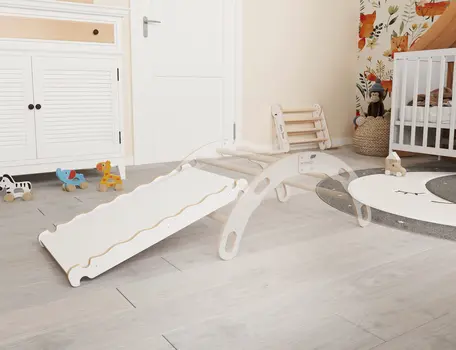 MAMOI® Wooden slide for climbing frame, Indoor baby gym accessories for kids, Small and big toddler slide for climbing triangle, Outdoor child's slides for garden, Childrens montessori toys