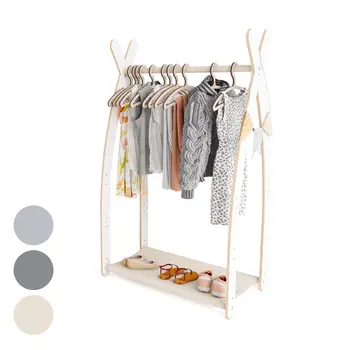 MAMOI® Armadio per Bambini in Legno 95x106x32cm / 53x95x32cm | Appendiabiti bambini da terra | Porta abiti | Guarderoba bambini per la cameretta | Armadio montessori | 100% ECO | Prodotto nell'UE