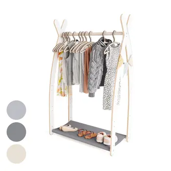 MAMOI® Children clothes rail Grey 53x95x32cm | Dressing up rail for kids made of Yarnwood | Baby wardrobe clothes storage modern design | Baby accessories | 100% ECO | MADE in EU