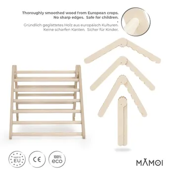 MAMOI® Indoor climbing triangle for kids, Baby climbing frame, Wooden toddler gym for children outside and outdoor, Frames montessori toys for toddlers age 1-3