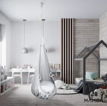 MAMOI® Swing hanging chair Light grey, Indoor hammock, Sensory swing seat for bedroom for kids, Child door swinging nest for autism, Garden egg swings for children