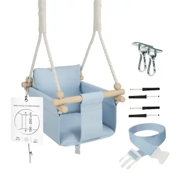 MAMOI® Balancoire interieur pour bebe et enfants, Siege balançoire en bois et en coton pour bébé, Balansoire pour enfant, Balancelle scandinave, Baby swing