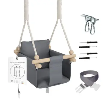 MAMOI® Balancoire interieur pour bebe et enfants, Siege balançoire en bois et en coton pour bébé, Balansoire pour enfant, Balancelle scandinave, Baby swing