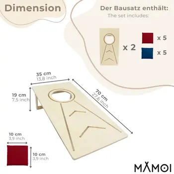 MAMOI® Cornhole PartyJeux d'extérieur Indoor, Jeu de plage | Jeu de lancer pour enfants et adultes Y compris les sacs de trous de sac.