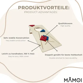 MAMOI® Cornhole PartyJeux d'extérieur Indoor, Jeu de plage | Jeu de lancer pour enfants et adultes Y compris les sacs de trous de sac.