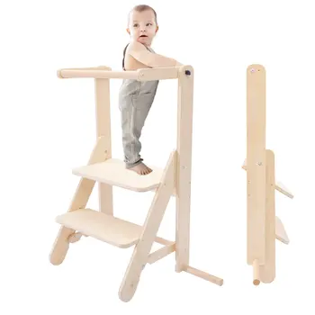 MAMOI® Learning toddler tower, Foldable kitchen helper stand for toddlers, Folding step stool for kids, Table and chair furniture, montessori steps for children 1+ / 2 year old