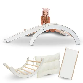 MAMOI® Klettergerüst  Indoor 3 in 1 SET. Montessori Kletterbogen mit Kissen, Indoor Spielplatz 1-3 Jahre und Rutsche für Kinder.