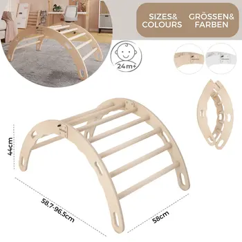 MAMOI® Toddler climbing frame indoor with cushion, Cushion for indoor climbing frame for toddlers, Baby kids climbing dome, Wooden climbing triangle for children from 1/2/3 years