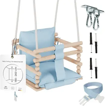 MAMOI® Balancoire bebe pour interieur, Siege balançoire pour bébé, Balancelle de coton en bois naturel, Baby swing pour enfant  à partir de 1 an, 3 en 1
