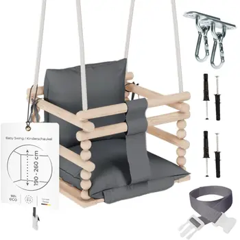 MAMOI® Babyschaukel, Schaukel Indoor, Holzschaukel für baby und Kinder, Kinderschaukel, Schaukeln aus Holz, Kleinkinderschaukel für kinderzimmer und türrahmen ab 1 jahr, 3 in 1