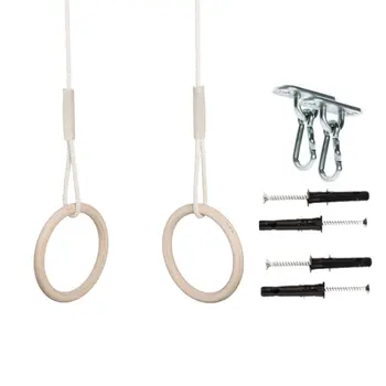 MAMOI® Anneaux gymnastique, Anneau balancoire en bois, Trapèze cirque, Balançoire trapeze pour bebe, Barre de gymnastique et accessoire de gym pour bébé