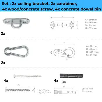 MAMOI® Ceiling hook, Heavy duty bracket, Attachment and hanging accessories for baby swing, swing chair and hammock, Ceiling mount and punch bag hooks