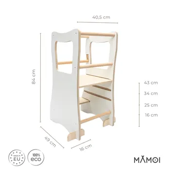 MAMOI® Tour d'apprentissage en bois, Learning Tower, Chaise d'apprentissage pour enfants, Tour de cuisine et aide de cuisine, Tour d'apprentissage, Chaise haute Tabouret marchepied à partir de 1 an à partir de 2/3 ans, Montessori