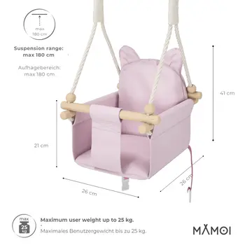 MAMOI® Balancoire interieur pour bebe et enfants, Siege balançoire en bois et en coton pour bébé, Balansoire pour enfant, Balancelle scandinave, Baby swing