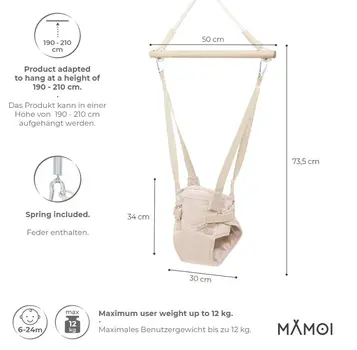 MAMOI® Türhopser baby ab 6 monate, Hopser baby jumper bouncer, Babyschaukel für türrahmen, Schaukel indoor, Türschaukel, Hüpfer, Kinderschaukel, Tür hopper, Babyhopser Swing