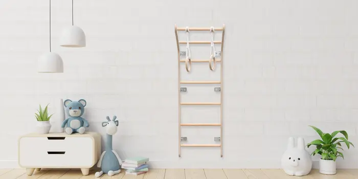 MAMOI® Swedish ladder, Wooden gorilla gym for kids, Indoor baby climbing frame for toddlers, Monkey bars and play gym, Childrens climbing wall, Gymnastics bar and equipment for home