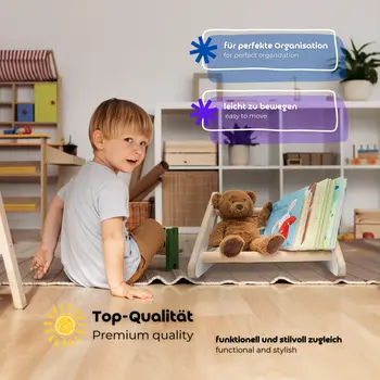 MAMOI® Bücherregal für kinderzimmer, Buchregal für Kinder, Book Shelf, Wandregal kinderregal, Kinderbücherregal, Bücherbank, Kindermöbel für kleines Kind