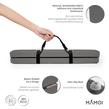 MAMOI® Gymnastics beam for kids Grey (200 cm), Padded non-slip folding balance beam, Kids gym equipment at home, Gymnastic floor beams & bases for children