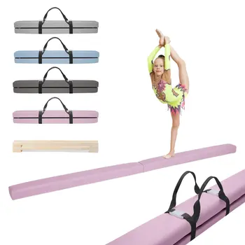 MAMOI® Gymnastics beam for kids Pink (200 cm), Padded non-slip folding balance beam, Kids gym equipment at home, Gymnastic floor beams & bases for children